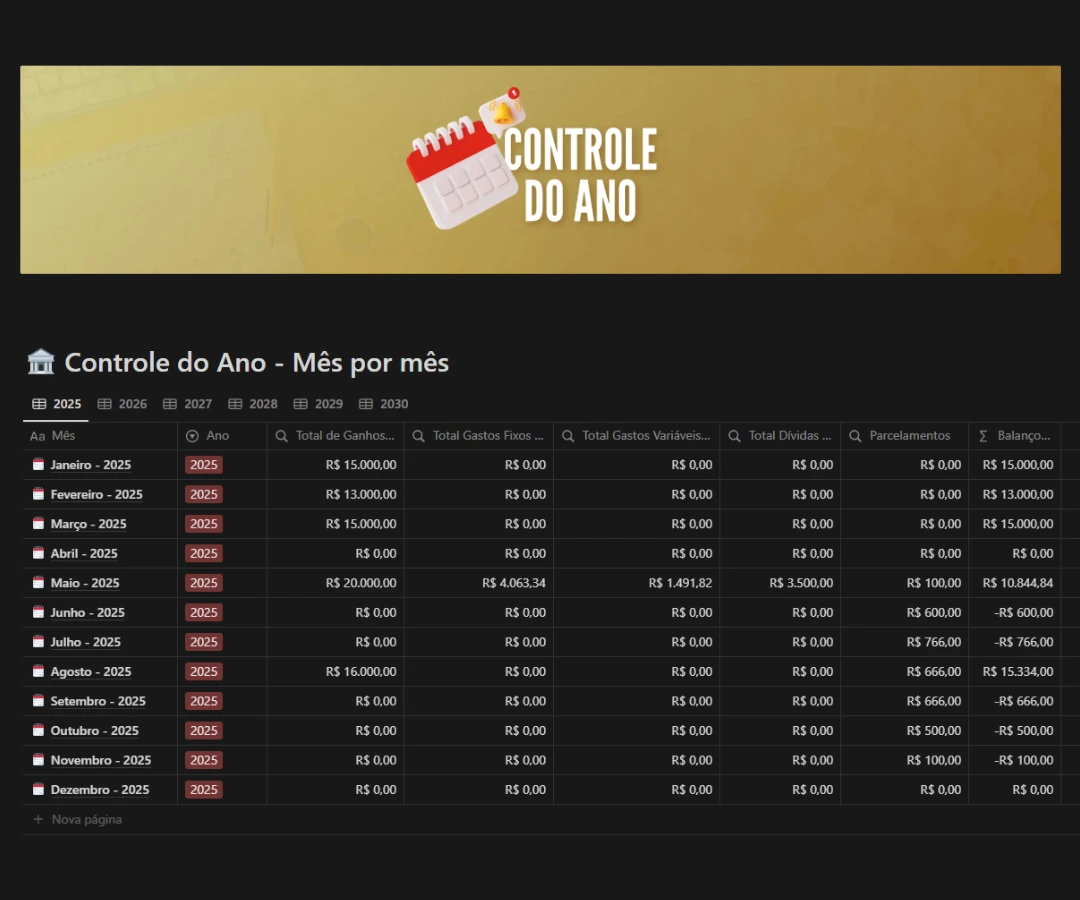 CONTROLE DO ANO