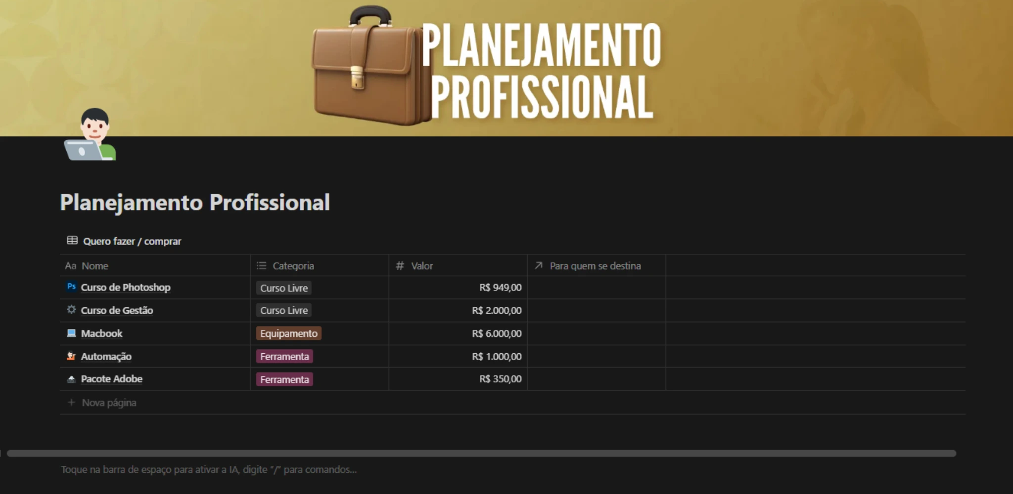 PLANEJAMENTO PROFISSIONAL